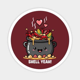Shell Yeah — Cute Crawfish Boil Cartoon with Hearts Magnet